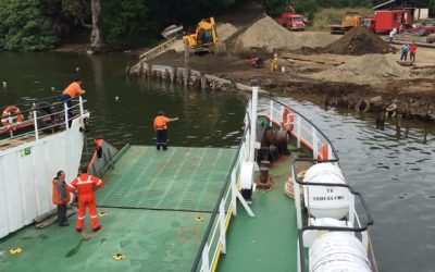 Barcaza Tehuelche que conectará Las Mulatas y Torobayo realizó de manera óptima primeras pruebas de recorrido